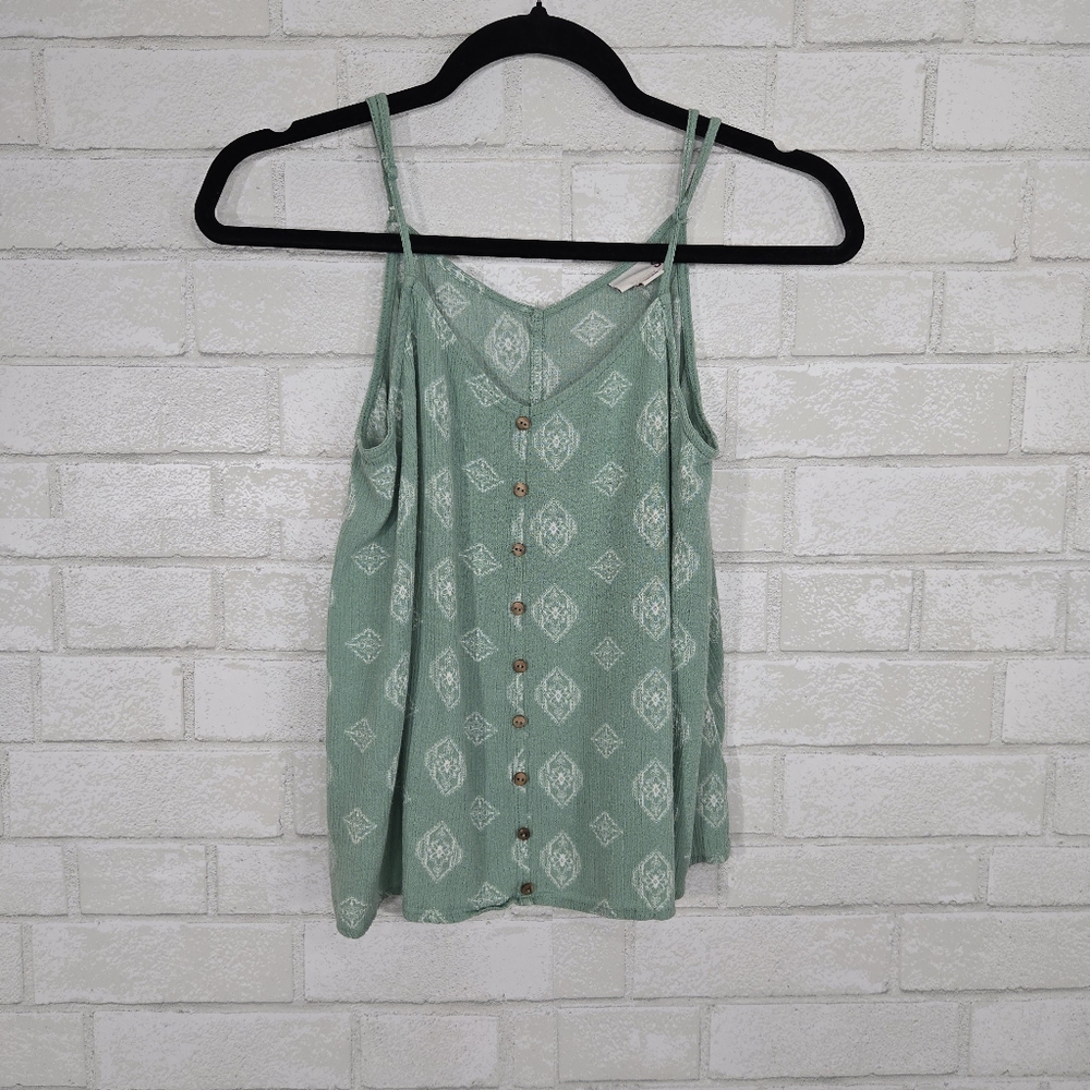 FREE SO Sage Green Printed Button-Front Tank Top - Picture 3 of 14